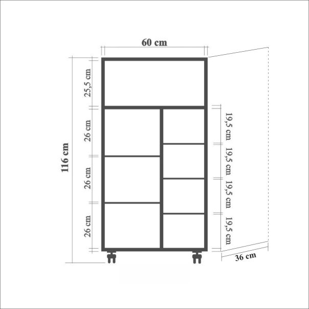 HANAH HOME Komoda za kuhinju Kiler - 735, svetlo braon - 869VEL4505