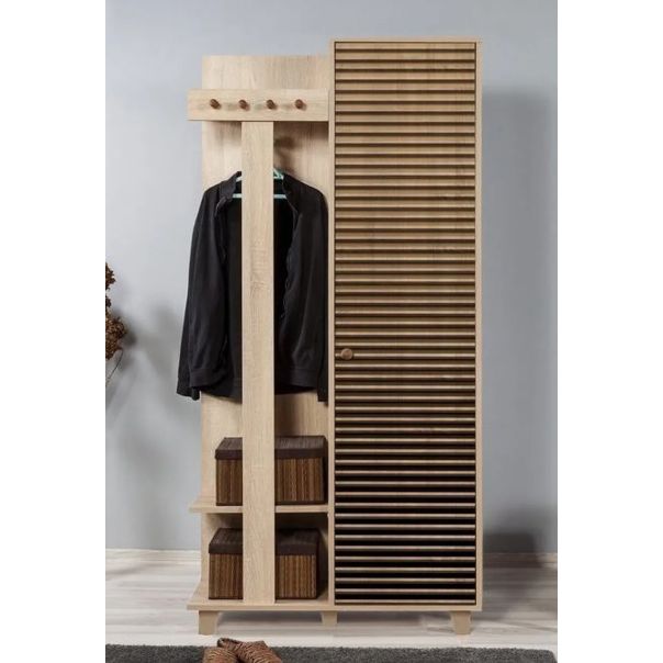 HANAH HOME Ormar za predsoblje sa čivilukom Garmanto 90 - 220, svetlo braon - 869VEL4836