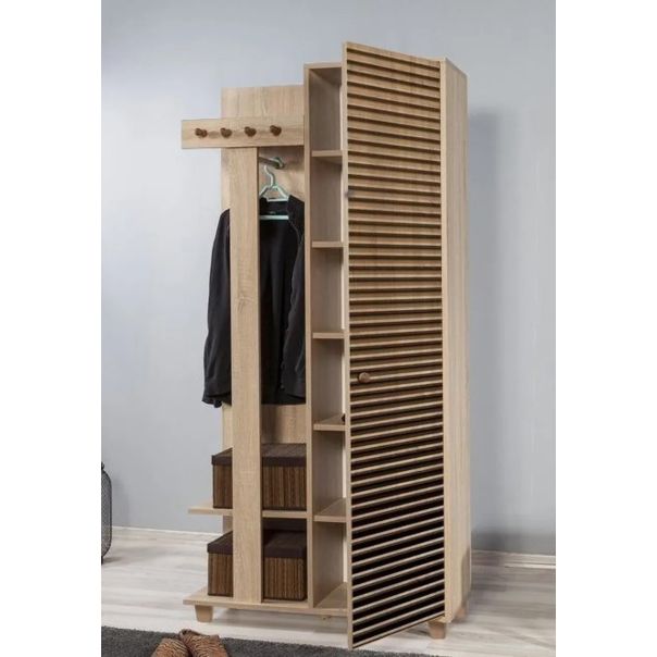 HANAH HOME Ormar za predsoblje sa čivilukom Garmanto 90 - 220, svetlo braon - 869VEL4836