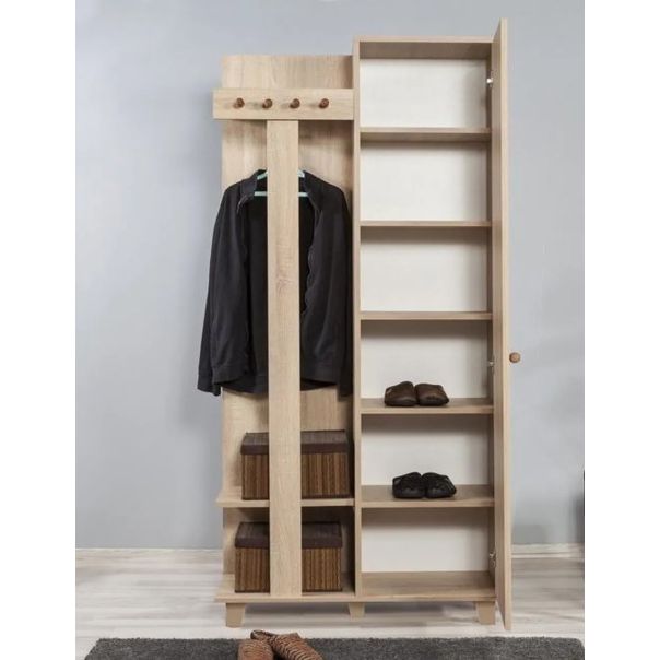 HANAH HOME Ormar za predsoblje sa čivilukom Garmanto 90 - 220, svetlo braon - 869VEL4836