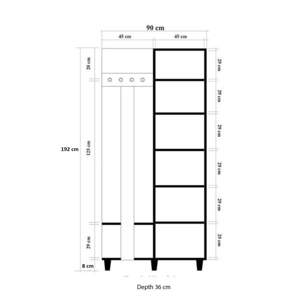 HANAH HOME Ormar za predsoblje sa čivilukom Garmanto 90 - 220, svetlo braon - 869VEL4836