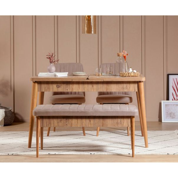 HANAH HOME Klupa Vina, bež/svetlo braon - EP2797836