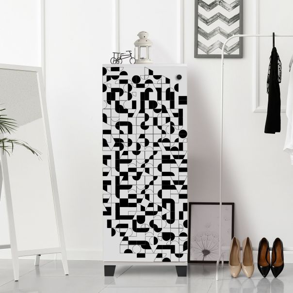 HANAH HOME Cipelarnik Filinta 802, bela/crna - 869VEL6504