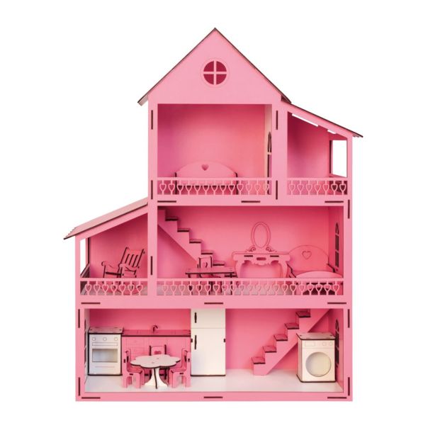 GRANDER Drvena kućica za lutke, roze - 870158