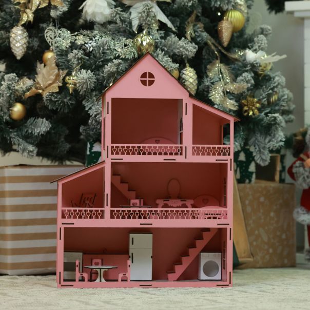 GRANDER Drvena kućica za lutke, roze - 870158