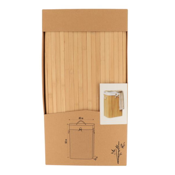 TENDANCE Korpa za veš sa platnenom vrećom četvrtasta 30x40x60cm bambus/pamuk - 8709195
