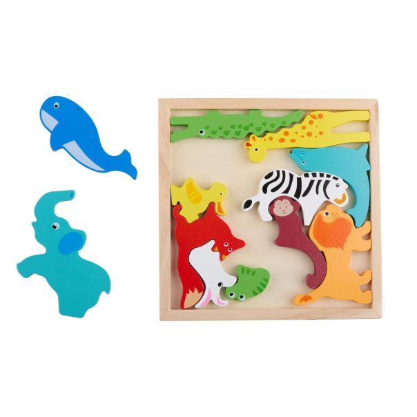 MARIONETTE WOODEN TOYS Drvena puzzle slagalica sa životinjama – 12 delova - EP3150963