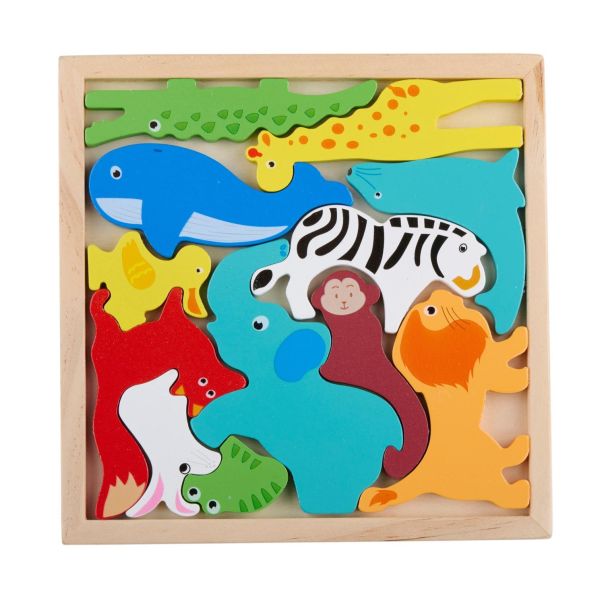 MARIONETTE WOODEN TOYS Drvena puzzle slagalica sa životinjama – 12 delova - EP3150963