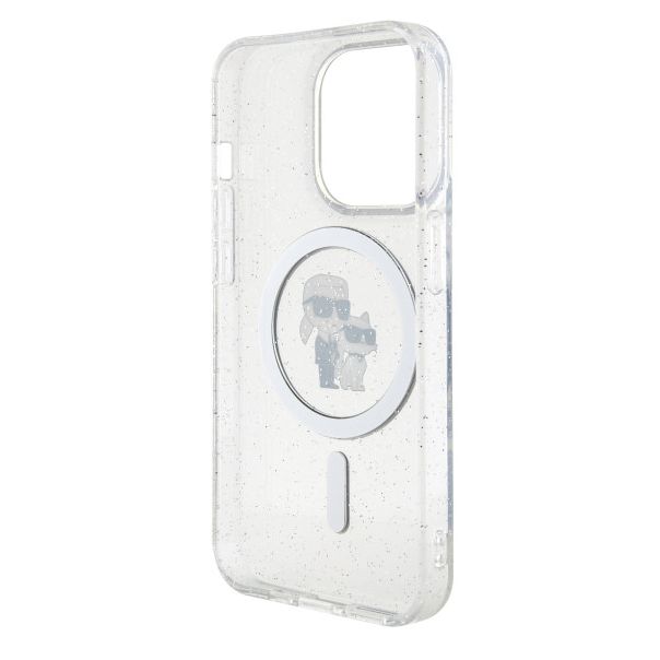 LICENSED KARL LAGERFELD maska za iPhone 15 Pro MAGSAFE IML KC, providna/gliter - KLHMP15LHGKCNOT