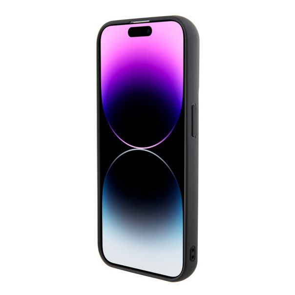 LICENSED KARL LAGERFELD maska za iPhone 15 Pro IKONIK FIXED GLITTER IKONIK LOGO METAL PIN, crna - KLHCP15LGKNPSK