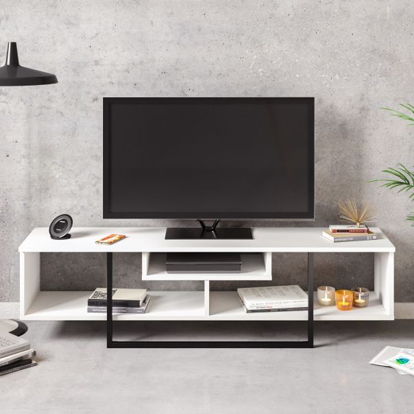HANAH HOME TV komoda Asal 150, bela/crna - 875ZNA3049