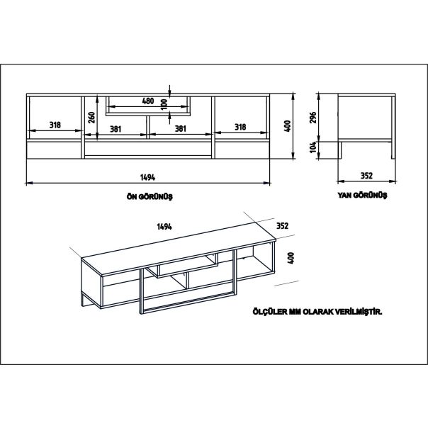 HANAH HOME TV komoda Asal 150, krem/bela - 875ZNA3052