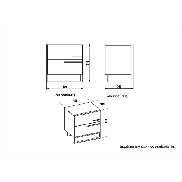 HANAH HOME Noćni ormarić Polka, crna/zlatna - 875ZNA3409
