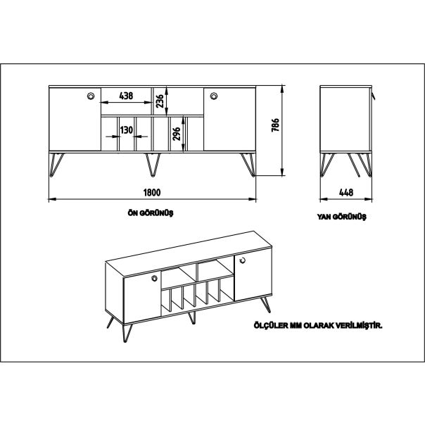 HANAH HOME Komoda Lorenz, braon/siva - 875ZNA3507