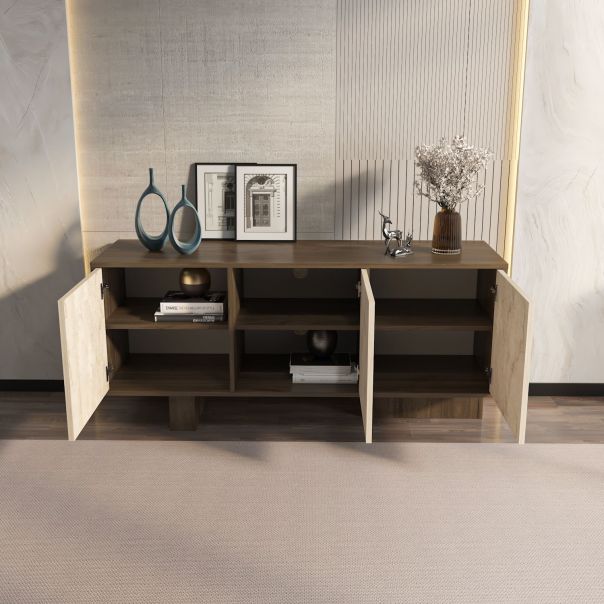 HANAH HOME Komoda Monaco, braon/mermerna krem - EP3057314