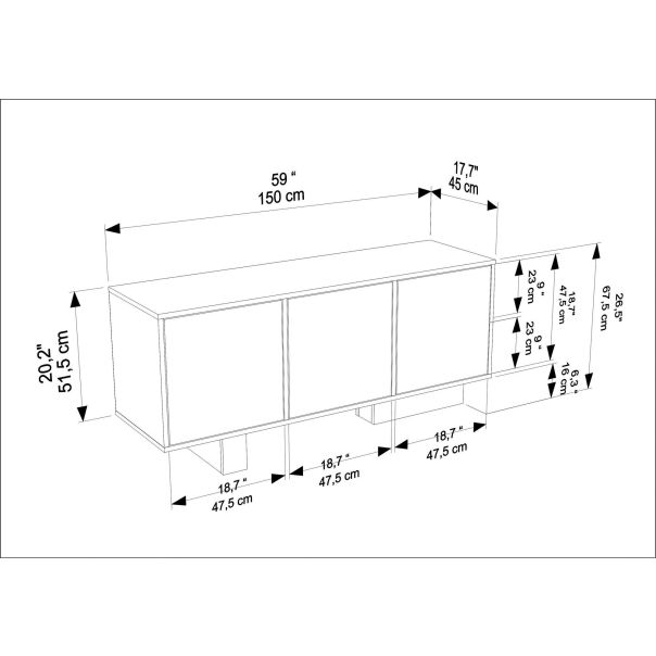 HANAH HOME Komoda Monaco, braon/mermerna krem - EP3057314
