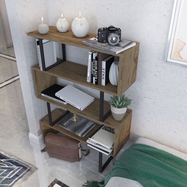 HANAH HOME Polica za knjige Adriana, crna/braon - 875ZNA3624