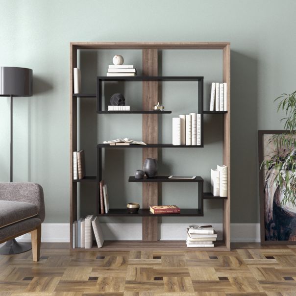 HANAH HOME Polica za knjige Esteban, braon/crna - 875ZNA3648