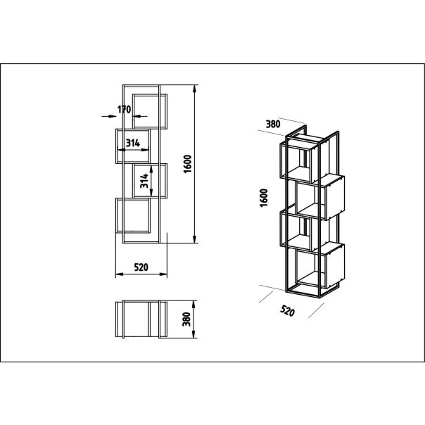 HANAH HOME Polica za knjige Prada, krem/crna - 875ZNA3657