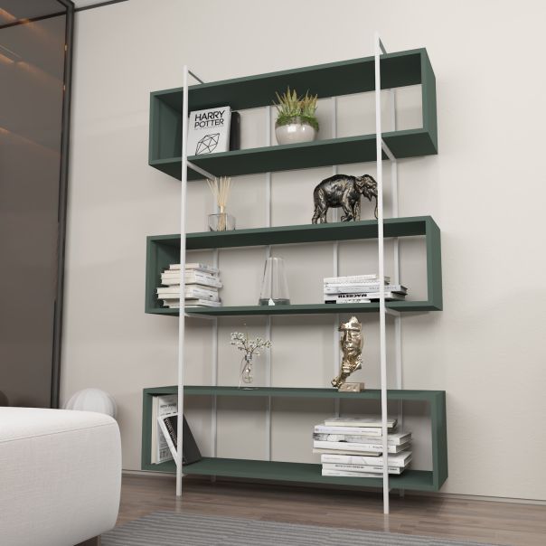HANAH HOME Polica za knjige Bruti, zelena/bela - 875ZNA4512