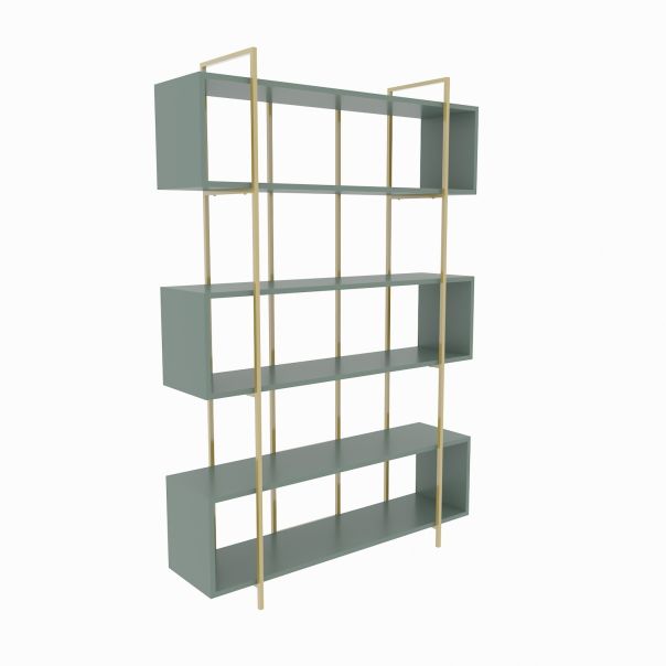 HANAH HOME Polica za knjige Bruti, zelena/zlatna - 875ZNA4513