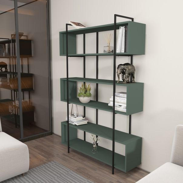 HANAH HOME Polica za knjige Bruti, zelena/crna - 875ZNA4514