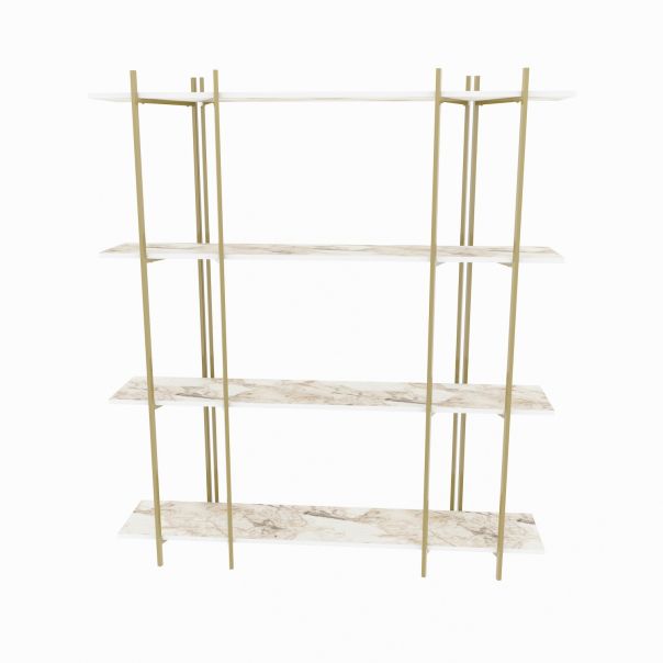 HANAH HOME Polica za knjige Moss, mermer bela/zlatna - 875ZNA4549