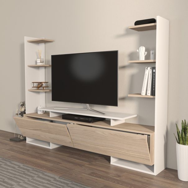 HANAH HOME TV komoda Ava, bela/svetlobraon - 875ZNA4587