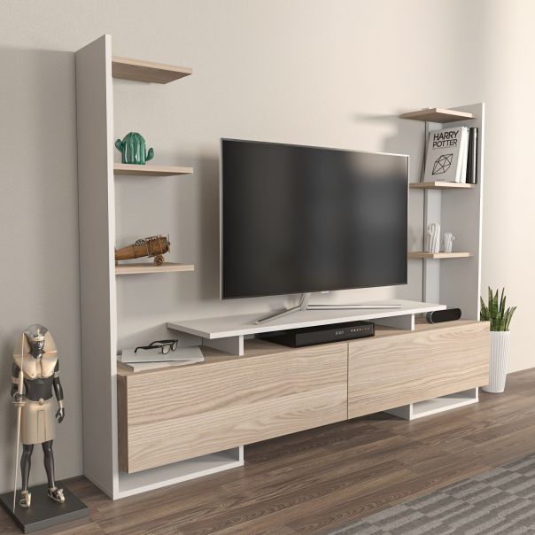 HANAH HOME TV komoda Ava, bela/svetlobraon - 875ZNA4587