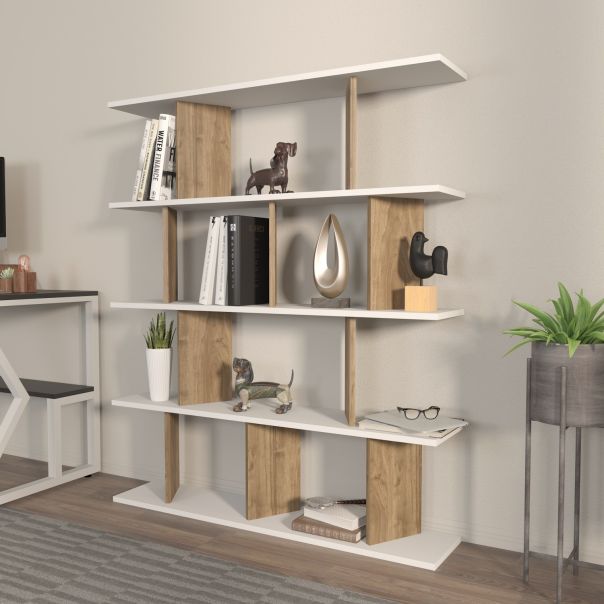 HANAH HOME Polica za knjige Grace, bela/krem - 875ZNA4618