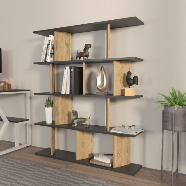 HANAH HOME Polica za knjige Grace, crna/krem - 875ZNA4619