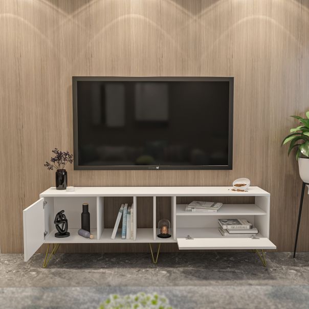 HANAH HOME TV komoda Mistico 180, bela/zlatna - 875ZNA5308