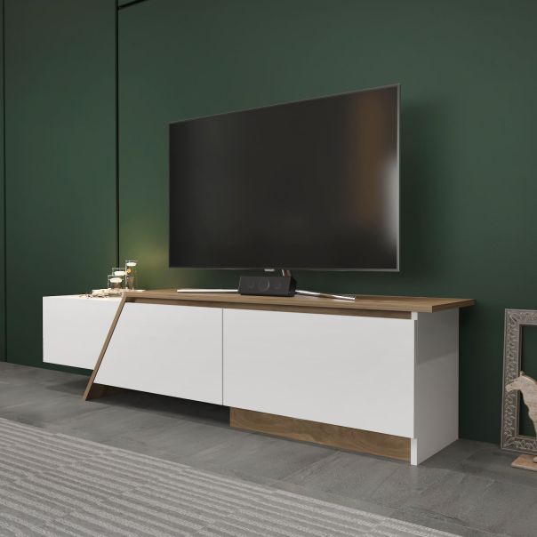 HANAH HOME TV komoda Zonas, bela/braon - EP3057332