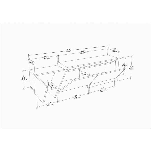 HANAH HOME TV komoda Zonas, bela/braon - EP3057332