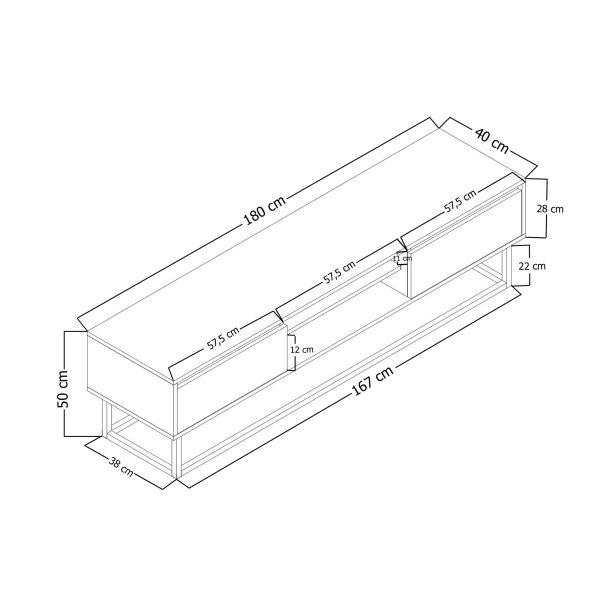 HANAH HOME TV komoda Lakus 180, braon - 878ALM3004