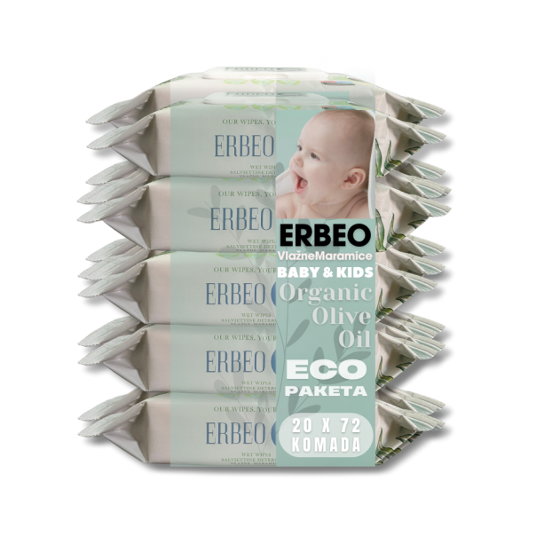 ERBEO Vlažne maramice Organic Olive Oil, 72 komada, 20 Pakovanja - M20-EBWPST722402