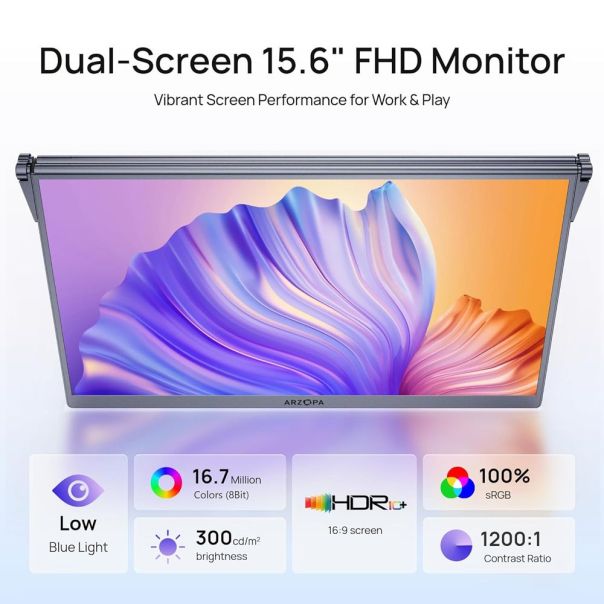 Eksterni prenosni monitor Arzopa E1 (Dual Screen) 2x15,6 inch Grey FHD sRGB100 - EP3055767