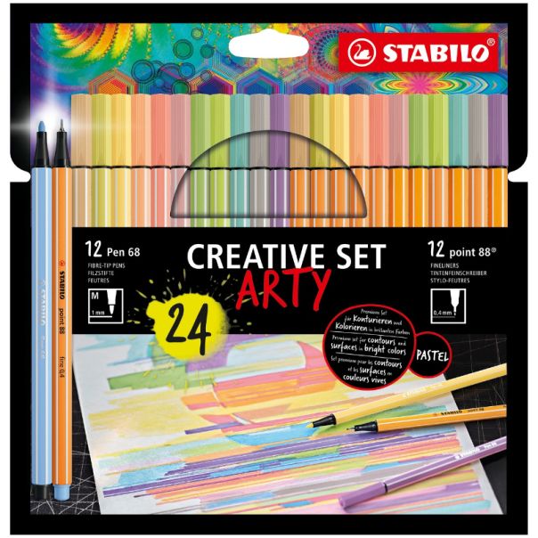 STABILO Flomasteri tanki Point 88+Pen 68, 0.4mm, 1mm, set 1/24 - MC8868-24-1-20-6