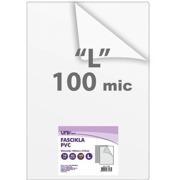 UNI LINE Fascikla a3 10/1 l 100 microna uni-line unl-1228 - 88801