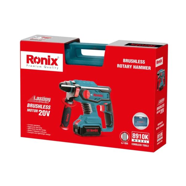 RONIX Akumulatorska čekić bušilica BRUSHLESS (2x4Ah) 8910K BMC 20V/2.2J - 8910KRX