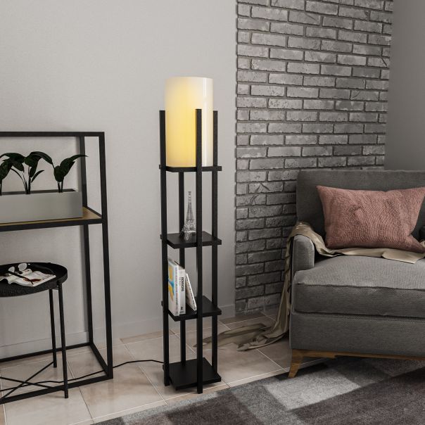 OPVIQ Podna lampa sa policom Shelf Lamp 8111, crna - EP3005797