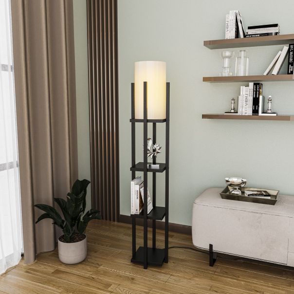 OPVIQ Podna lampa sa policom Shelf Lamp 8111, crna - EP3005797