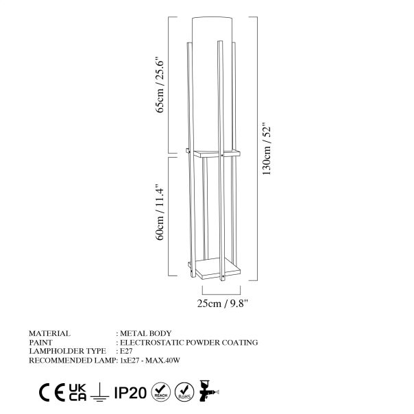 OPVIQ Podna lampa Shelf Lamp 8125, crna/bela - EP3005836