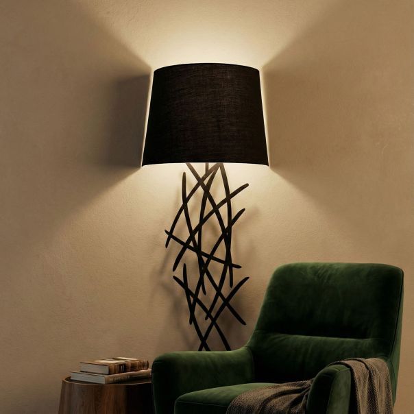 OPVIQ Zidna lampa Asaf 6984, crna/braon - EP3006352