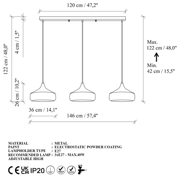 OPVIQ Visilica Yildo L-253 1, crna - EP3006376