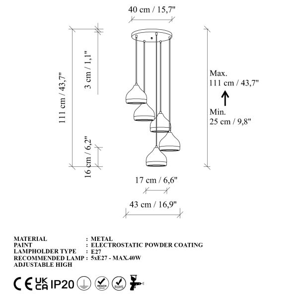 OPVIQ Visilica Yildo M-7007, bela/zlatna - EP3006415