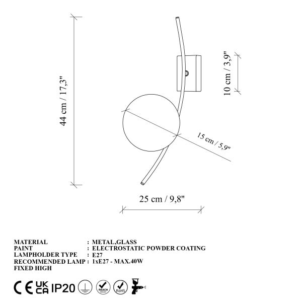 OPVIQ Zidna lampa Hilal 3822, zlatna/bela - EP3006442