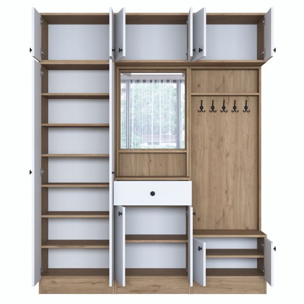 HANAH HOME Plakar za predsoblje sa čivilukom EA104, 2421, bela/braon - EP2799916