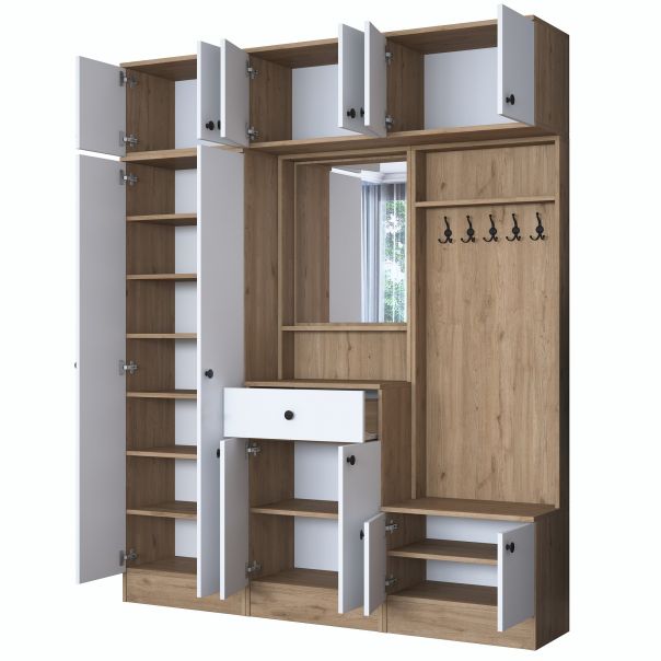 HANAH HOME Plakar za predsoblje sa čivilukom EA104, 2421, bela/braon - EP2799916