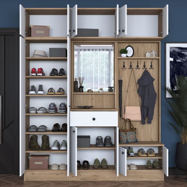 HANAH HOME Plakar za predsoblje sa čivilukom EA104, 2421, bela/braon - EP2799916